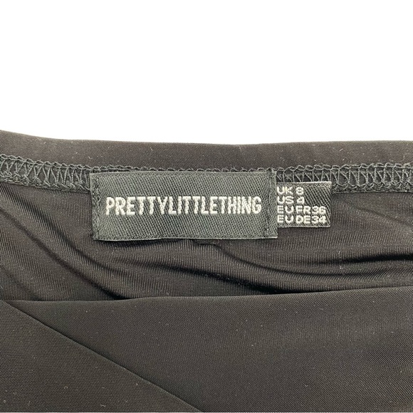 PrettyLittleThing Black Strappy Lace Up Tube Crop Top 4 - Picture 8 of 10